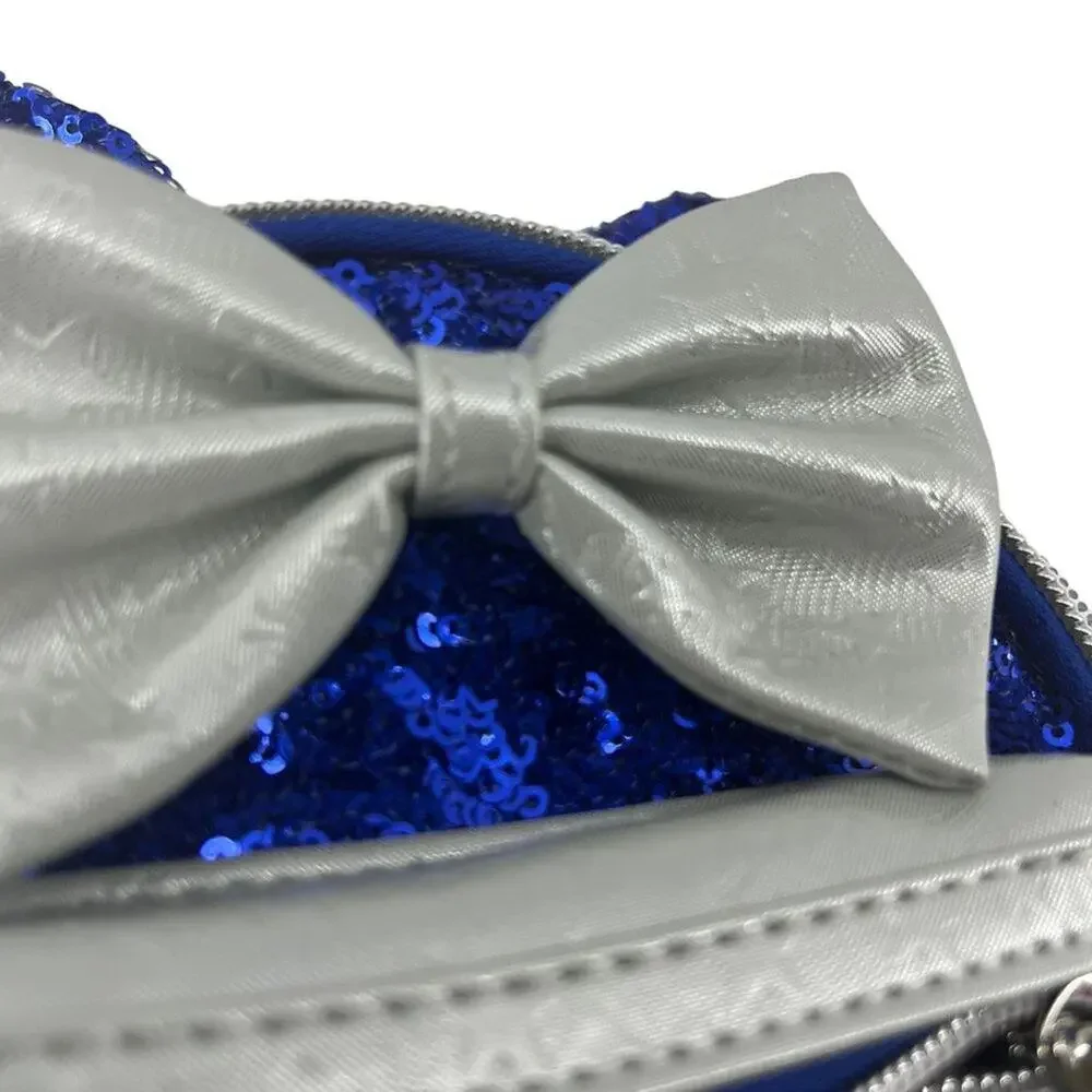 Disney Minnie Mouse Sequined Loungefly Backpack Wristlet Wishes Come True Blue